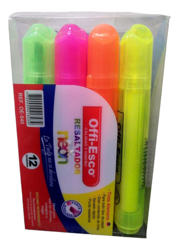 Resaltador Marcador Neon Tinta Alemana Resistente Color 12un