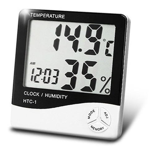 Imagen 1 de 5 de Higrometro Digital Termometro Humedad Interior Reloj Local