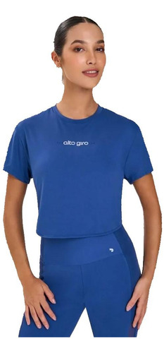 Cropped Alto Giro Feminino Camiseta Skin Fit Manga Curta