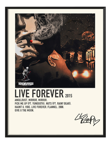 Poster Lil Peep Album Music Tracklist Live Forever 45x30