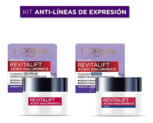 comprar Kit L'oréal Paris Crema Día Y Crema Noche Ácido Hialurónico