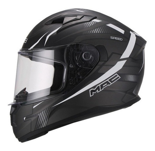 Imagen 2 de 8 de Casco Moto Integral Mac Speed Riot Negro Oficial Devotobikes