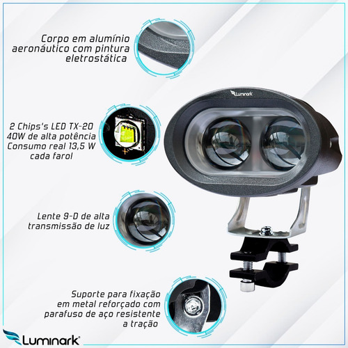 Imagem 2 de 9 de Par Farol Milha Auxiliar Led U9 B-king Bandit Boulevard