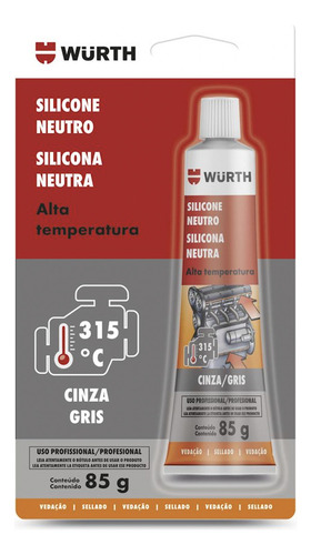 Silicona Neutra Alta Temperatura Pro Gris 85g Wurth