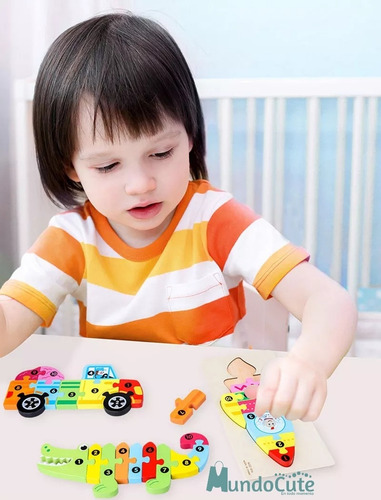 Imagen 4 de 8 de Kit Rompecabezas Didácticos Madera Juguetes Niños 20% Off