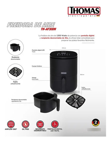 Freidora De Aire Thomas Th-af30dn