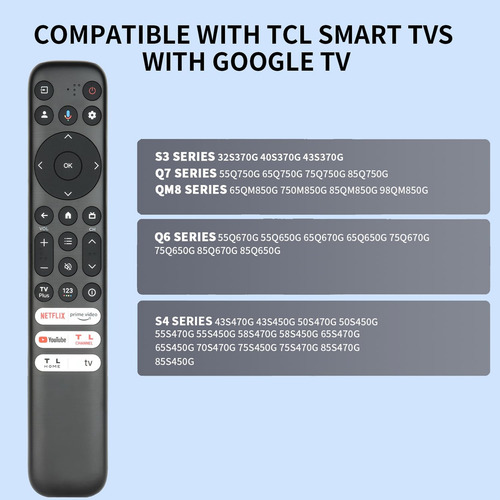 Control Remoto Por Voz Compatible Con Tcl Rc902v Fmr1 Android Tv 65x925 50p725g 55c728 X925 75h720 40s330 32s330 43s434 50s434 55s434 65s434 70s430 75s434 43s446 21001 000025 85x925