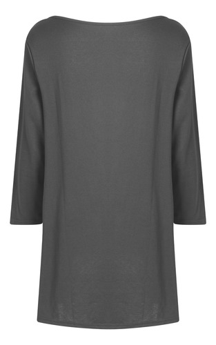 Playera Holgada De Manga Larga Con Cuello Redondo Y Talla G