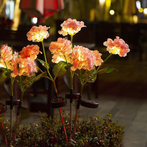 Luces De Flores Solares Led De Hortensias De 3 Cabezales Imp