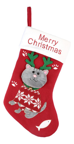* Calcetín Navideño Con Forma De Gato, Adorno