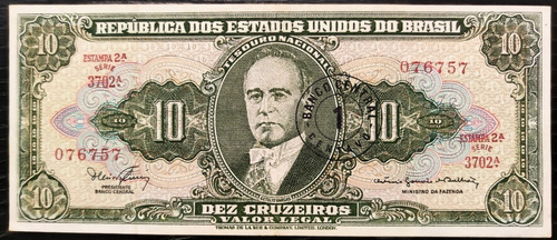 Billete 1 Centavo En 10 Cruzeiros 1967 Vf-xf