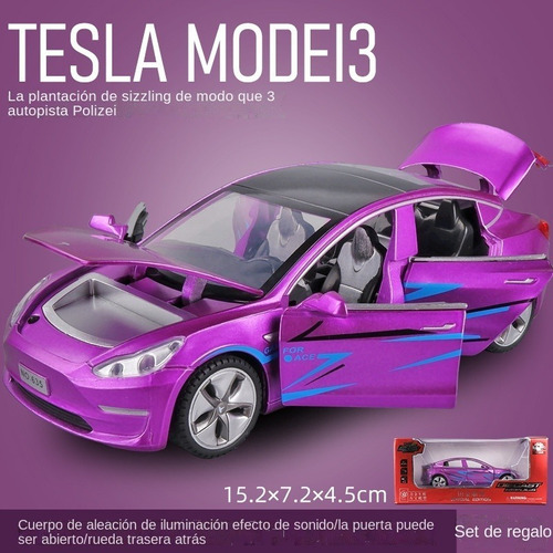 Fwefww Tesla Model3 Coche Modelo Aleación Playmobil 1:32