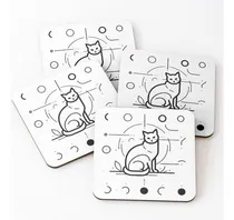 Comprar Set Posavasos Gato Minimalista Vintage Líneas Calidad Premiu