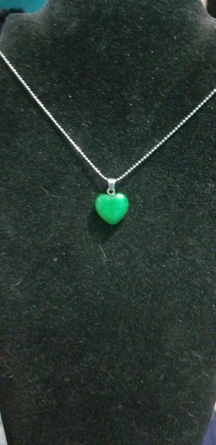 Cadena Con Corazón De Jade Verde