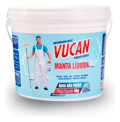 Vucan Manta Líquida 4kg Emborrachada Impermeabilizante Uv Cor Cin...