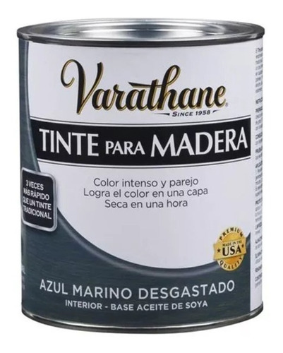 Tinte Para Madera Varathane Azul Marino Desgastado 1/4 Lt