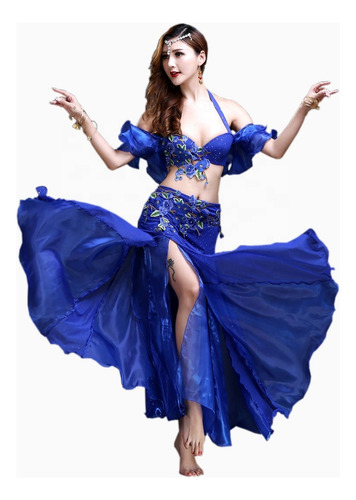 Roupa De Performance De Dança Do Ventre Conspícua Com Flores
