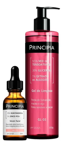 Principia Kit Gel Limpeza Gl-03 + Sérum Niacinamida 10% Seca Dia/noite - R$ 129,8