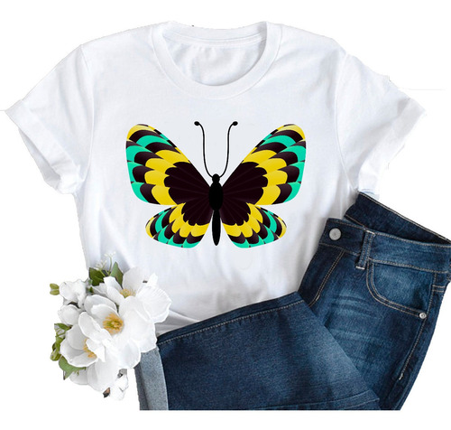 Remera Dama Mujer Moda Femenina Hippie Mariposas Chic #03