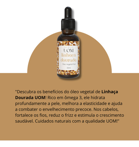 Óleo Vegetal Linhaça Dourada Semi Di Lino Uom 30ml