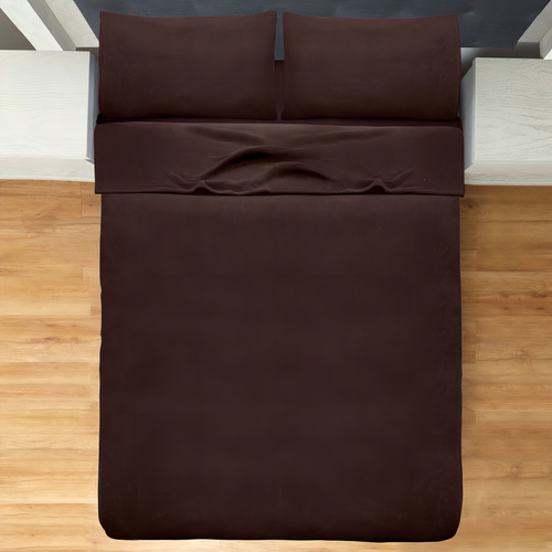 Juego Sábanas Suave Calientitas King Size Polar Elefantito Color Marrón Oscuro Diseño De La Tela Liso