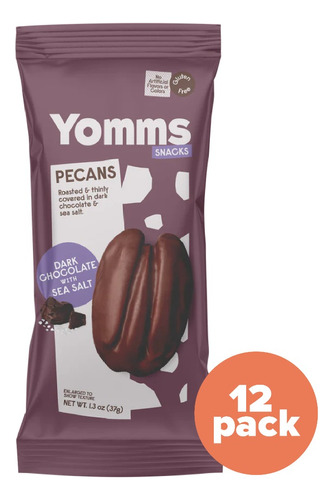 12 Pack De Nuez Pecana Premium Dark Chocolate 37 Gr Yomms 