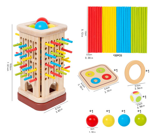 Juego De Dados De Palos De Colores, Juego De Viaje, Tablero