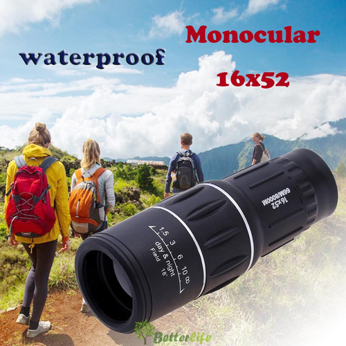 16 * 52 Enfoque Doble Telescopio Óptica Zoom Monocular 66m /