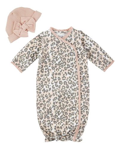 Mud Pie Vestido Y Gorra De Leopardo, 0-3 Meses, Leopard, 0-.