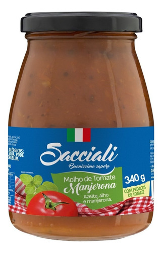 Molho de Tomate com Manjerona Sacciali sem glúten 340 g