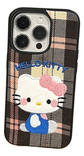 Funda De Bordadas Hello Kitty Para iPhone 13 14 15 Pro Max