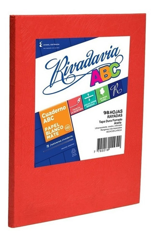 Cuaderno Rivadavia Abc Tapa Dura X98 Hjs Rayado Rojo