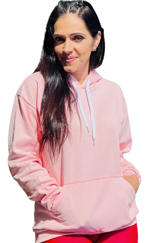 Imagem 2 de 6 de Blusa Moletom Canguru Feminino Blusa De Frio Lisa