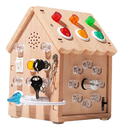 Wooden House Busy Board Montessori Juguete Activity Cube Bus