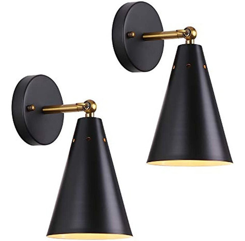 Mwz Modern Black Wall Sconces Lighting, Paquete De 2 Aplique