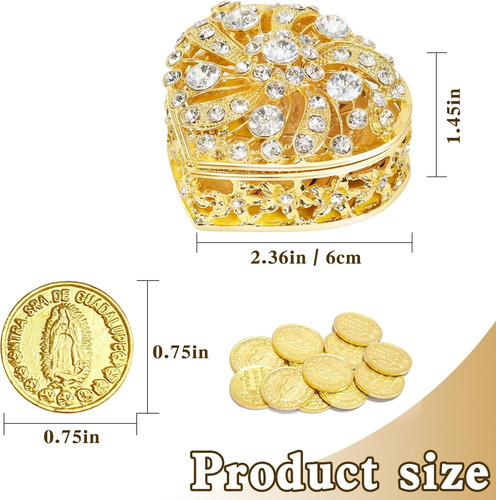 Monedas De Arrasas De Boda Caja En Forma De Corazón De Oro