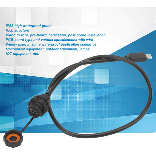 Conector Usb Impermeable Ip68 Tipo C Hembra Macho For Cable