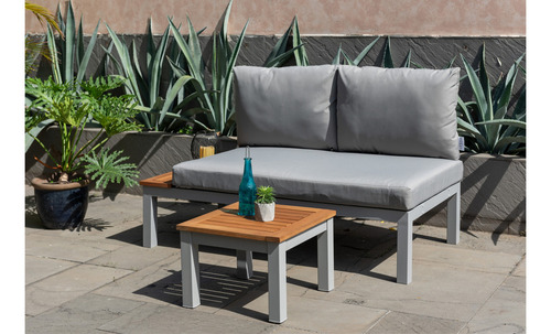 Sala Exterior De Jardin Modular Barcelona Aluminio Y Madera Estructura Gris