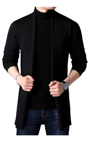 Chaqueta Casual Largo Abierto Para Hombre Saco Sueter [u]