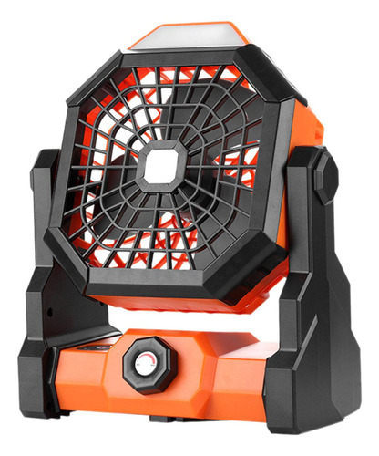 Ventilador De Camping Con Linterna Led, Ventilador Naranja