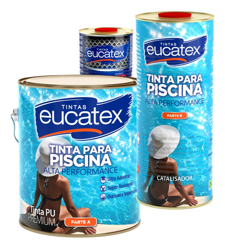 Tinta Pu Para Piscina Azul Piscina 3,6 Litro Eucatex Premium