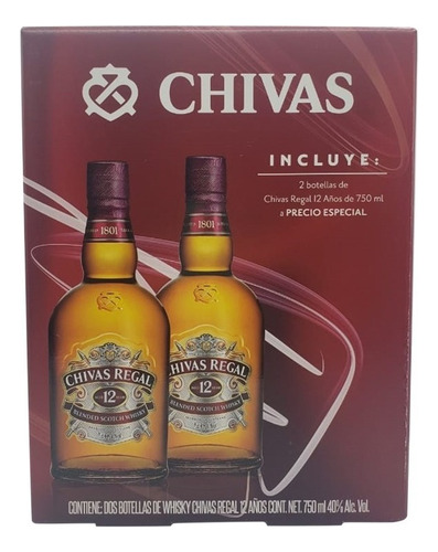 Chivas Regal Whisky Blended Scotch 12 Años escocés 750 mL
