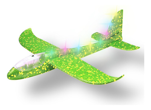 Avion De Unicel Grande Con Luz Planeador Aeroplano Ligero Color
