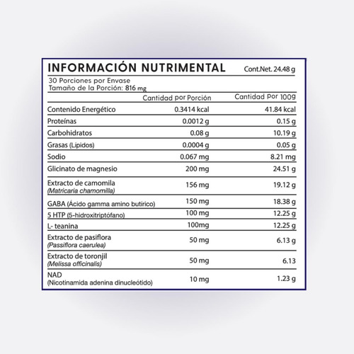 Suplemento Para Dormir Apoyo Sueño Con Gaba 60 Caps Hh Sabor Sin sabor