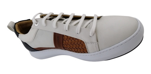 Imagen 2 de 4 de Tenis Hombre Casual Franco Cuadra Piel Color Mikonos Blanco