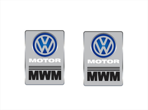 Par Adesivo Emblema Resinado Caminhão Volkswagen Motor Mwm 