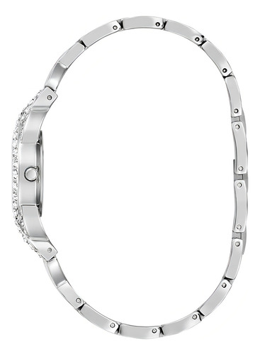 Reloj Guess Gw0682l1 Para Mujer Analogico Cuarzo Malla Plateado Bisel Strass Fondo Plateado