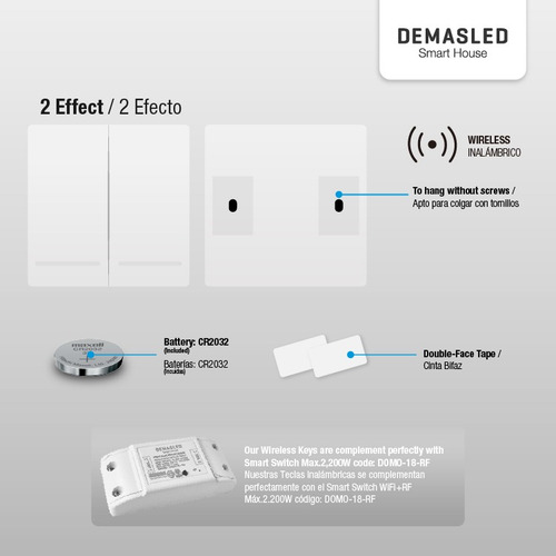 Control Rf Remoto 433mhz Ev1527 Tipo Tecla 2 Botones Negro