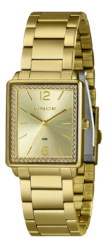 Relógio Lince Feminino Quadrado Dourado Lqg4737l28 C2kx