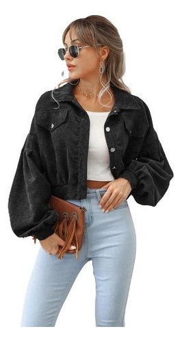 Chaqueta De Mujer Casual Solapa Pana Mangas Acampanadas